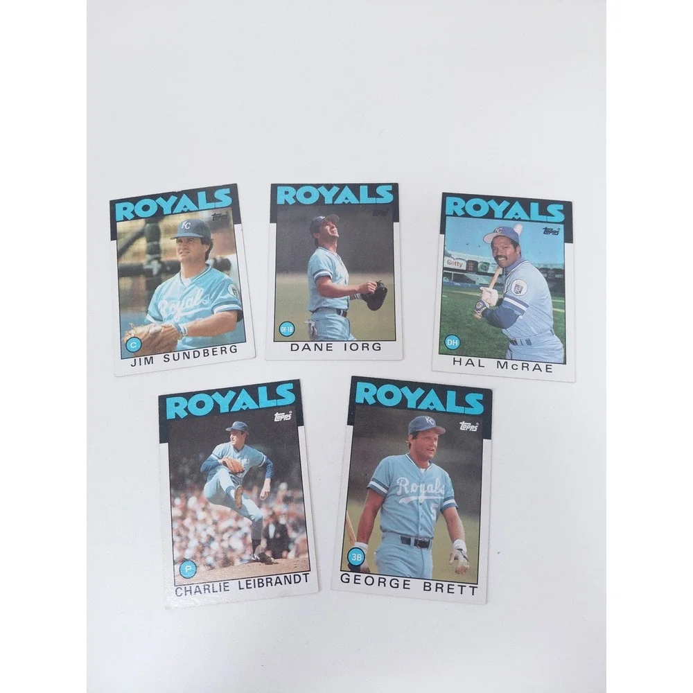 1986 Topps Kansas City Royals Card Lot George Brett Hal McRae Jim Sundberg 5pc